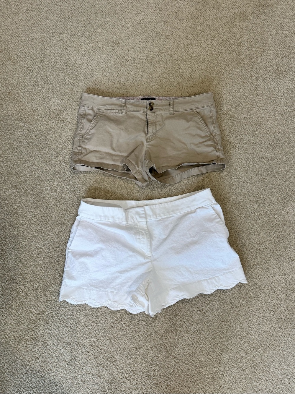 LOFT White Scallop Hem Shorts & American Eagle cargo shorts size 14